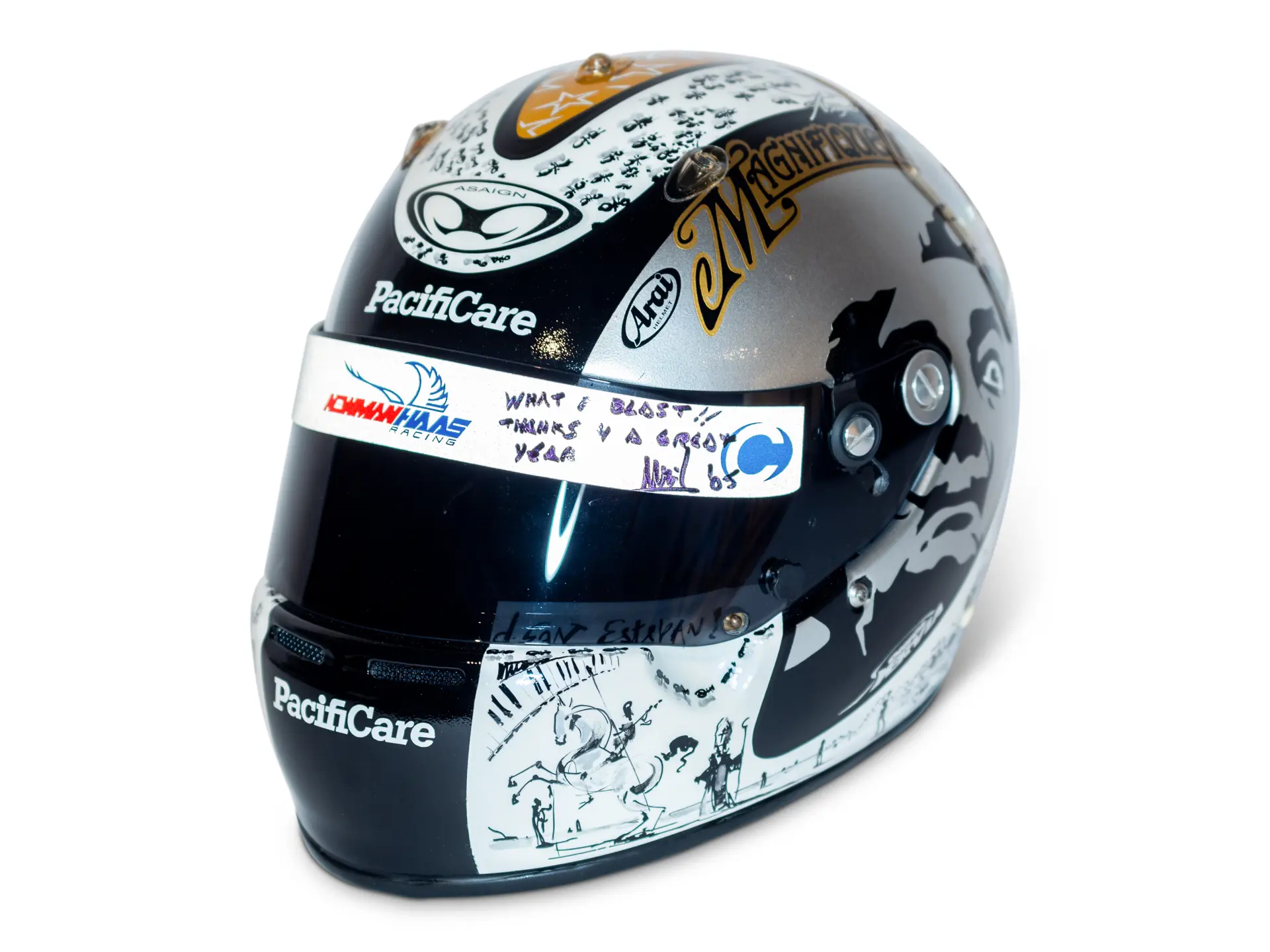Arai Custom-Painted Dali-Themed Newman/Haas Racing Helmet Signed