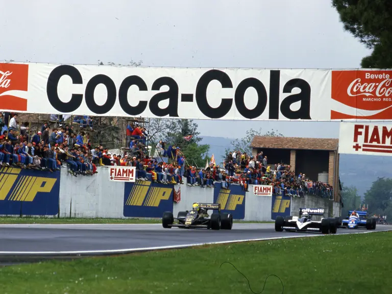 Ayrton Senna as seen during the 1986 San Marino Grand Prix.
