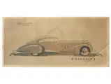 The original Pourtout design proposal that evolved into the Aerodynamic Coupe, a rare instance of the final creation being more dramatic than the stylist's drawing!