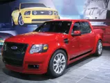 The Ford Sport Trac Adrenalin sits on display after it's introduction at the New York International Auto Show in New York March 23, 2005.