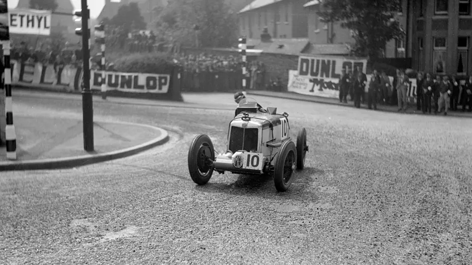 The MG rounds a corner on the Mannin Beg course in 1934. CJP Dodson eventually finished 2nd overall.