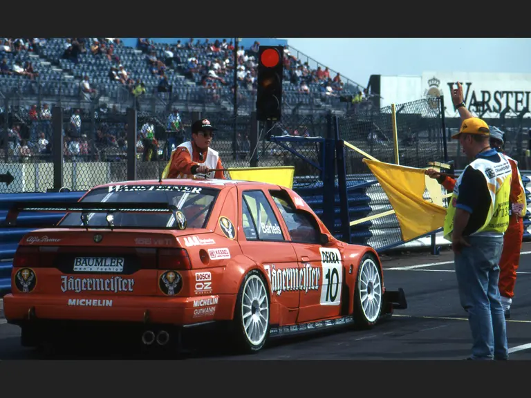Michael Bartels exiting the pitlane at the International Touring Car Championship, Silverstone, on 17 August 1996.