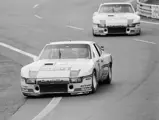Chassis no. 924003, #3, driven by Derek Bell and Al Holbert leads sister car, #2, driven by Andy Rouse and Tony Dron at the 1980 24 Hours of Le Mans.