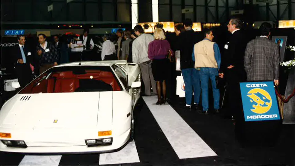 The Cizeta-Moroder V16T at the 1989 Geneva Auto Salon.