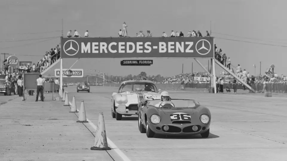 Racing under Luigi Chinetti’s N.A.R.T banner at the 12 Hours of Sebring, 1962.