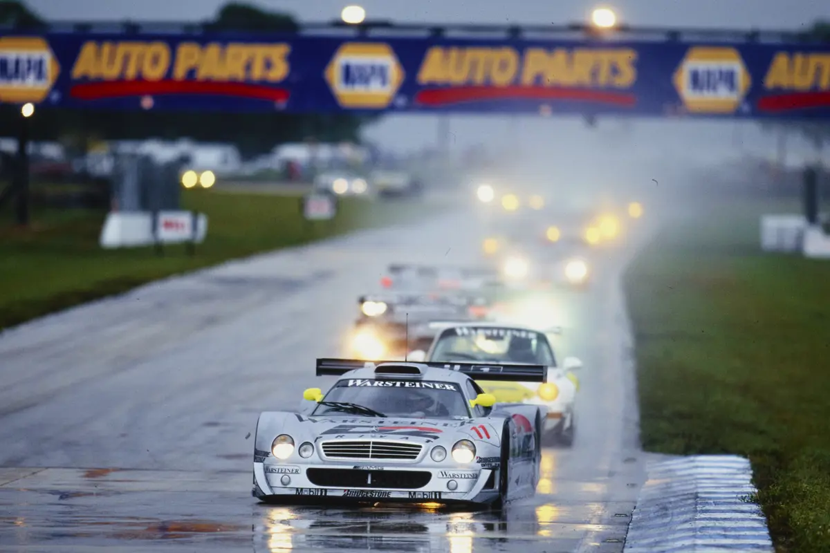 The CLK GTR GT1 at the 3 Hours of Sebring in 1997, where it placed first overall.