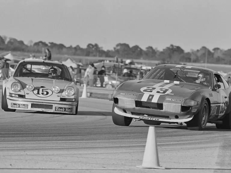 Chassis no. 16343 at speed at the 1973 24 Hours of Daytona.