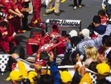 Michael Schumacher, Ferrari F2001, celebrates victory in pitlane during the Australian GP at Melbourne Grand Prix Circuit on March 03, 2002 in Melbourne Grand Prix Circuit, Australia.