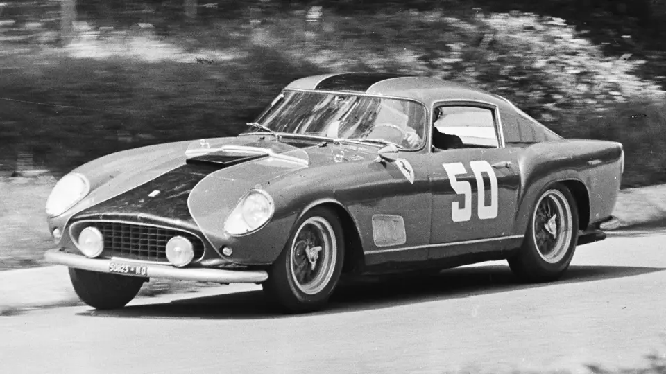 Wolfgang Seidel behind the wheel of 0879 GT at the 1959 Gran Premio della Lotteria di Monza.