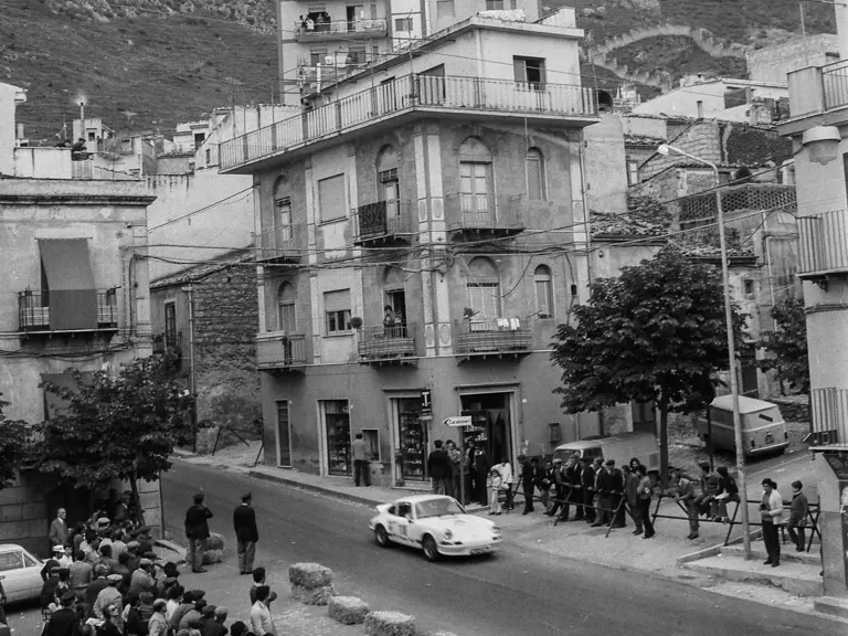 Chassis no. 0446 as seen at the 1973 Targa Florio where it finished 4th in class and 18th overall.