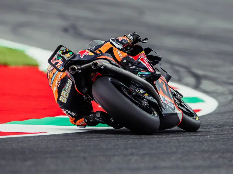 Brad Binder and the KTM RC16 at the 2023 Grand Primeio d'Italia Oakley where the pair set the top-speed record in MotoGP.