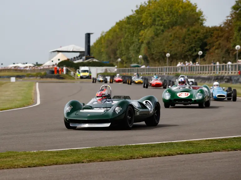 The Lotus is pictured competing in the Whitsun Trophy at the 2023 Goodwood Revival.