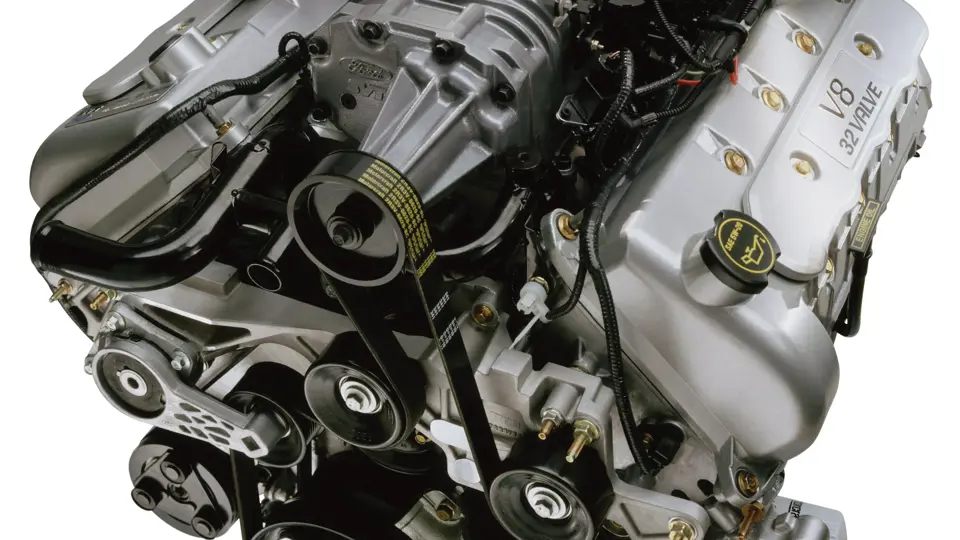 Ford Sport Trac Adrenalin teaser: The 2004 SVT Mustang Cobra supercharged, 4.6-liter, 32-valve V-8 delivers 390 hp in the Sport Trac Adrenalin.