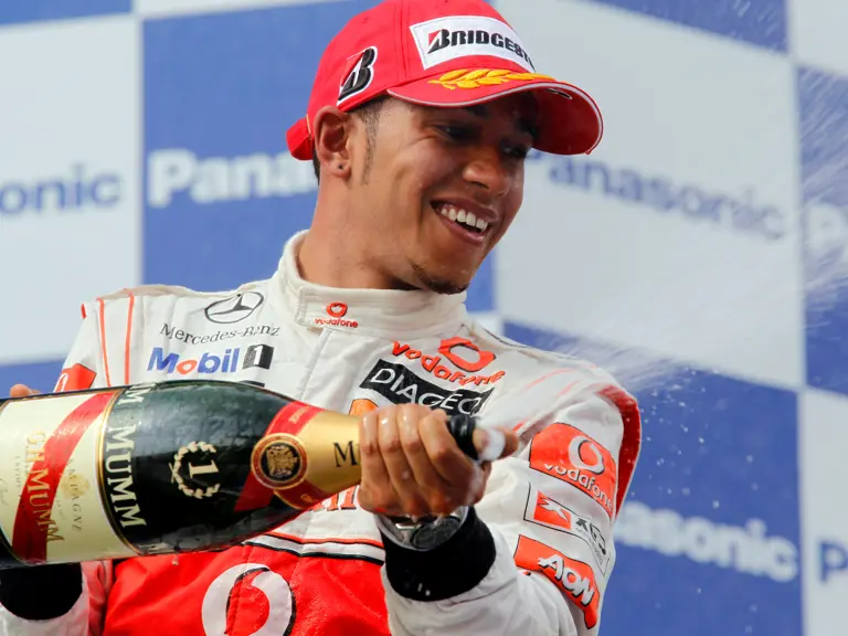 Istanbul Motor Park, Istanbul, Turkey
30th May 2010
Lewis Hamilton, McLaren MP4-25 Mercedes, 1st position, sprays the champagne on the podium. Portrait. Podium. 
World Copyright: Steven Tee/LAT Photographic