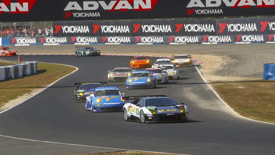 Seen here leading the pack at Okayama, chassis 61 won the GT1 class title in the 2009 Asian Le Mans Series.