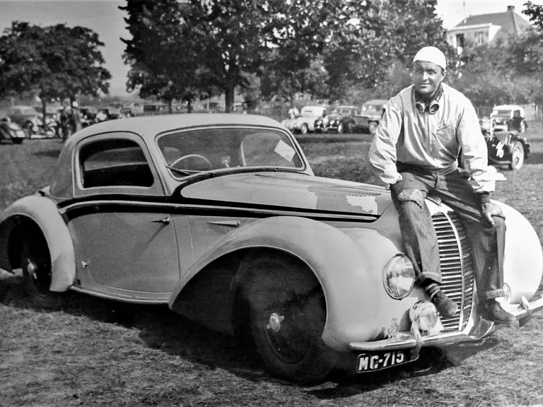 Louis Chiron sat atop chassis 800390 following a motoring event.