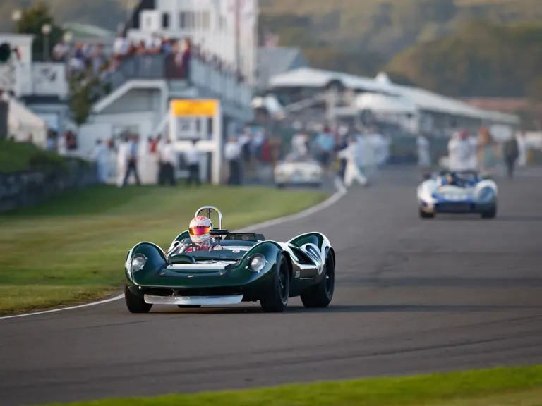 The Lotus is pictured competing in the Whitsun Trophy at the 2023 Goodwood Revival.