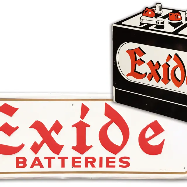 Two Exide Batteries Signs | The Dingman Collection 2012 | RM Sotheby's