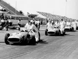 Preparations for the 1955 Formula Libre Buenos Aires Grand Prix, 30 January 1955. Chassis number 00009/54, as driven by Juan Manuel Fangio wearing racing #2, is at front. 