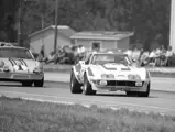 The RED Corvette (#5) leads the eventual 2nd place finishing Toad Hall Motor Racing Porsche 911 (#1) at the 1973 12 Hours of Sebring.