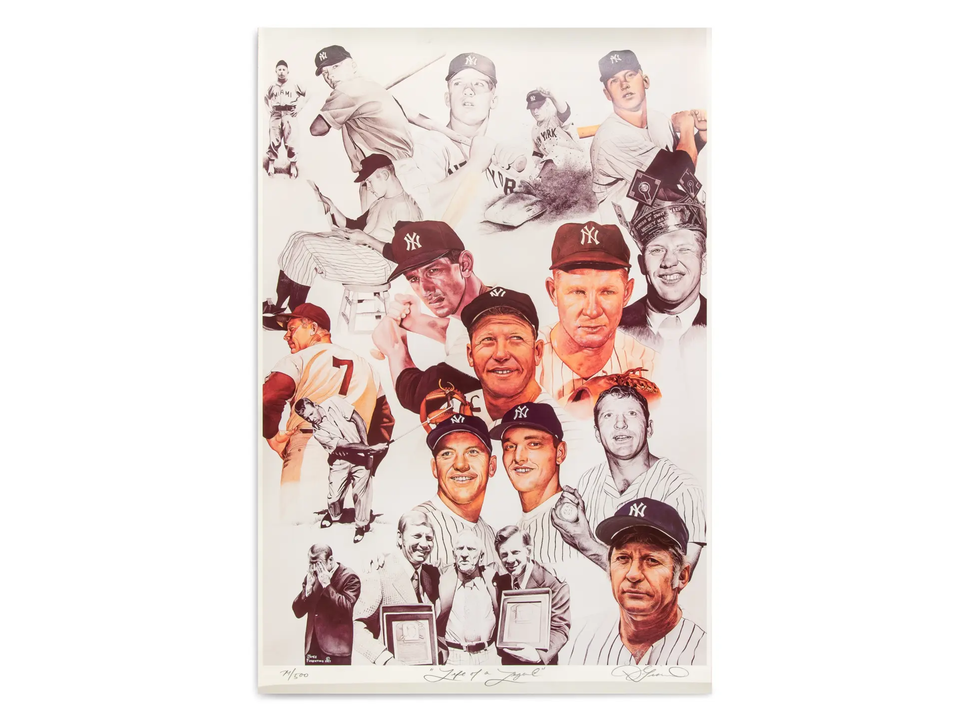 'Life of a Legend' Mickey Mantle Lithograph by James Fiorentino, Signed ...