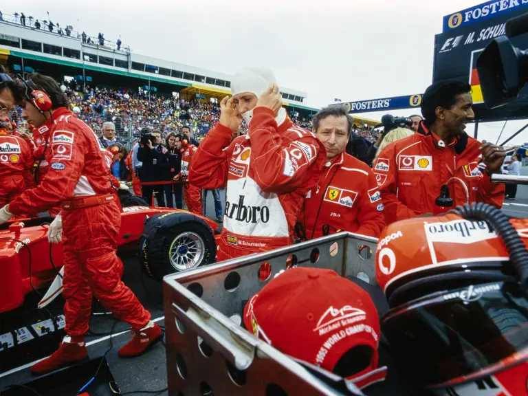 Jean Todt and Michael Schumacher at the 2002 Australian Grand Prix.