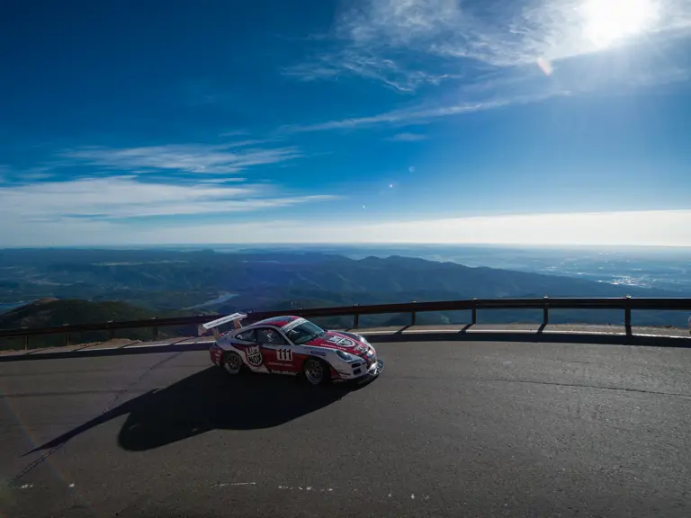 Jeff Zwart behind the wheel of the Porsche 911 GT3 Cup at the Pikes Peak International Hill Climb, 2014.