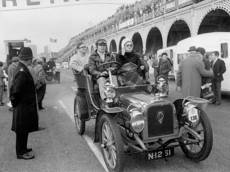 The Clément is pictured arriving on Madeira Drive at the end of the 1969 London to Brighton Veteran Car Run.