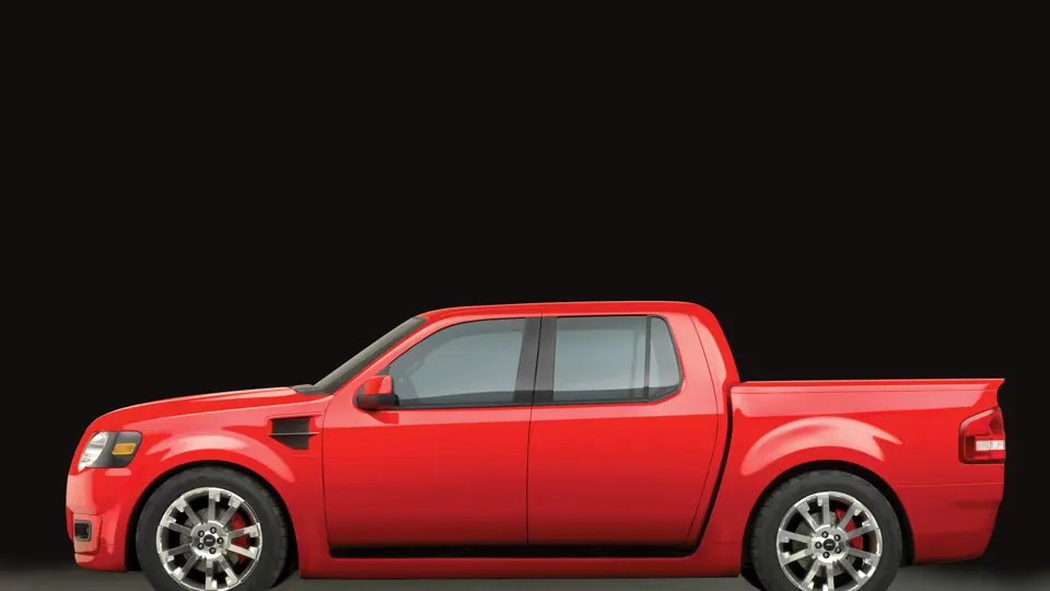 Ford Sport Trac Adrenalin teaser: Engineered by SVT, the Adrenalin features discreet SVT badges on the wheel center caps.