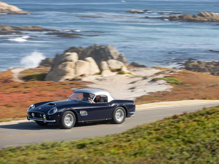 The Ferrari is captured on exhibition at the 2022 Pebble Beach Concours d’Elegance.