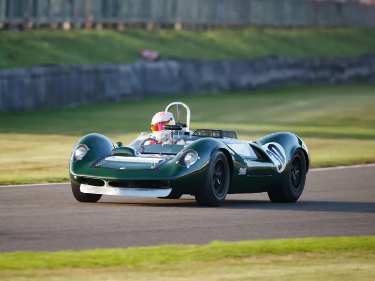 The Lotus is pictured competing in the Whitsun Trophy at the 2023 Goodwood Revival.