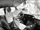 Gianni Agnelli driving in Corsica with his Fiat 130 Familiare in 1975.