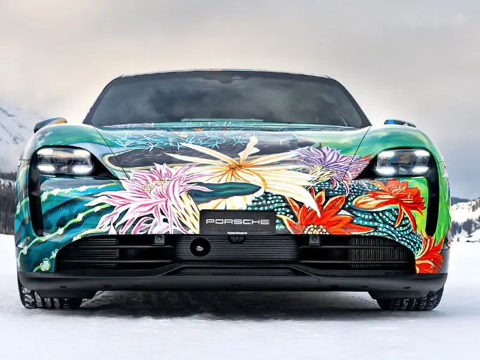 2020 Porsche Taycan 4S Artcar by Richard Phillips offered at RM Sothebys Online Porsche Taycan Charity Artcar Auction 2021