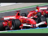 Michael Schumacher leads his teammate Felipe Massa en route to victory at the 2006 German Grand Prix.