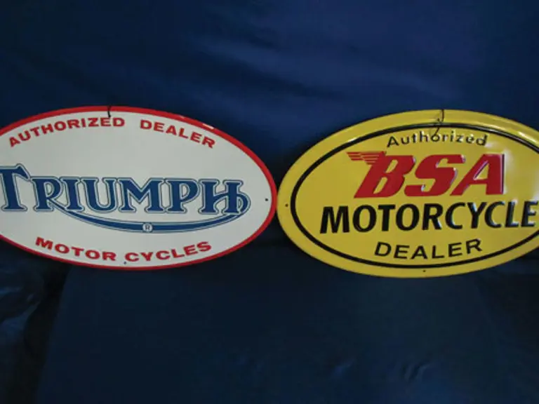 Triump Sign Triumph Embossed Tin Sign, BSA Motorcycles Porcelain Sign | Auburn Fall ...
