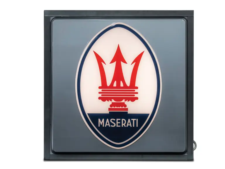 Maserati Lighted Sign with Original Wooden Crate | Villa Erba 2019 | RM ...