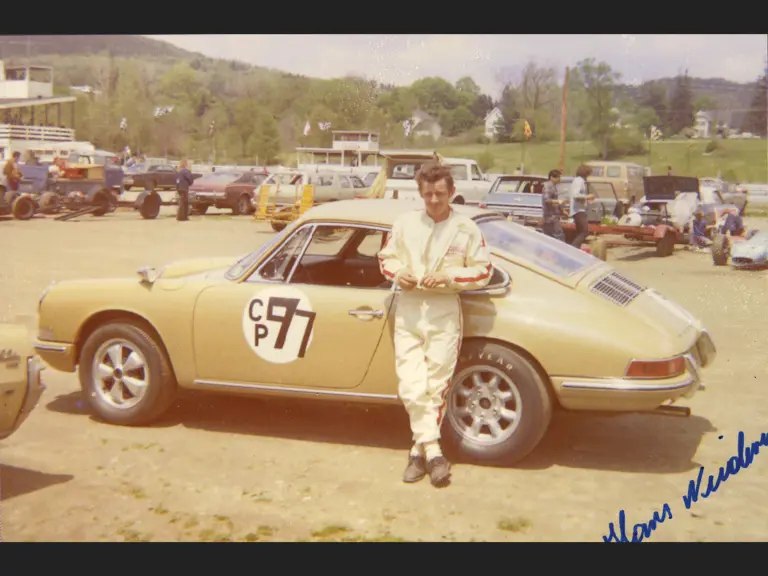 June 1971; Niederer waits in the paddock for his chance at glory during the 1971 SCCA New England Region’s North American Road Racing Championship weekend hosted at Connecticut’s Thompson International Speedway. He would finish 3rd in class.