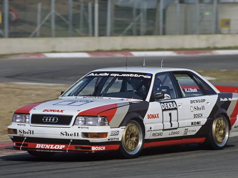 Hans-Joachim Stuck drives the Audi at Zolder in the first race of the 1991 DTM season.