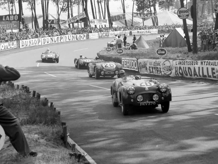 The Works Experimental Competition TR2 driven to 14th place overall, 5th in class, at Le Mans in 1955.