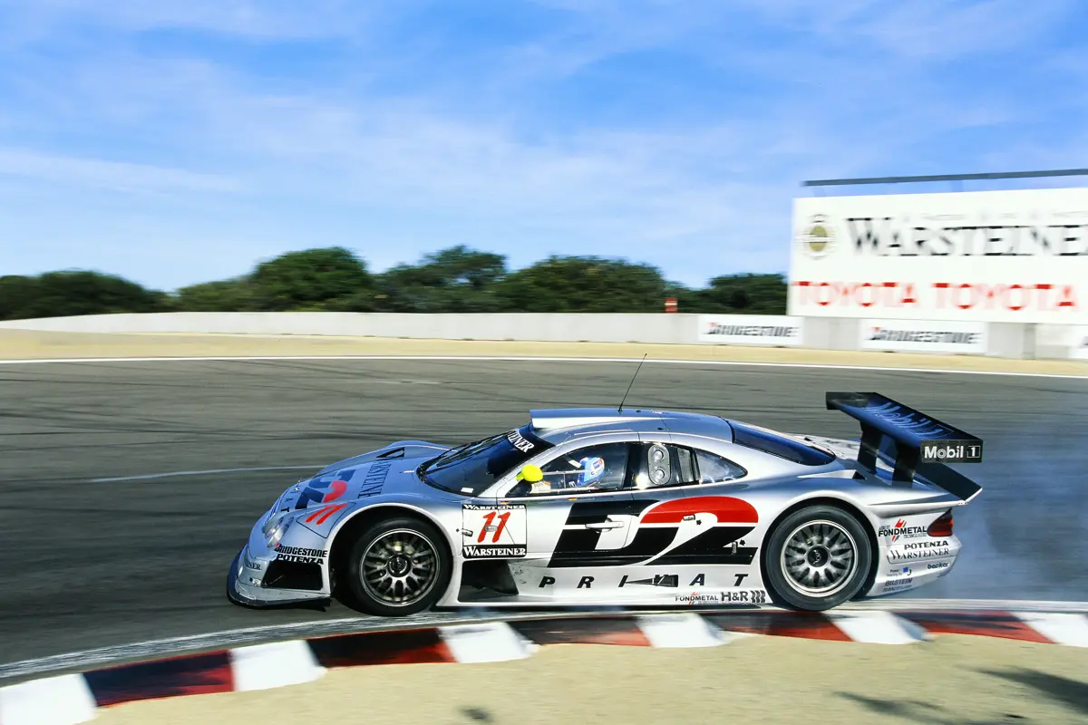 Chassis 004 races to victory at Laguna Seca in 1997.