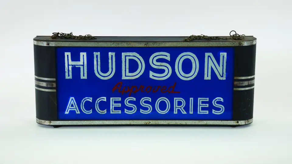 An illuminated Hudson Approved Accessories sign, circa 1940s | Auburn ...
