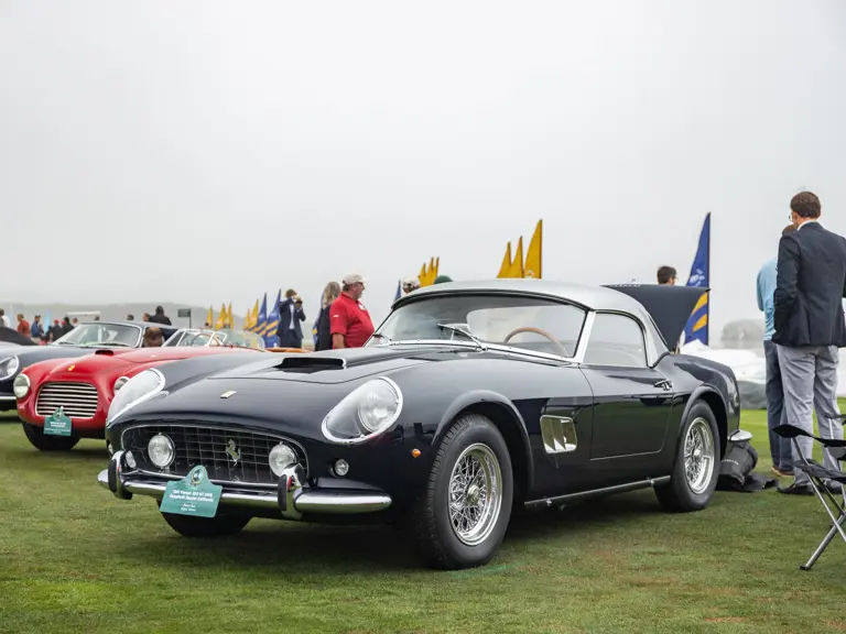 The Ferrari is captured on exhibition at the 2022 Pebble Beach Concours d’Elegance.