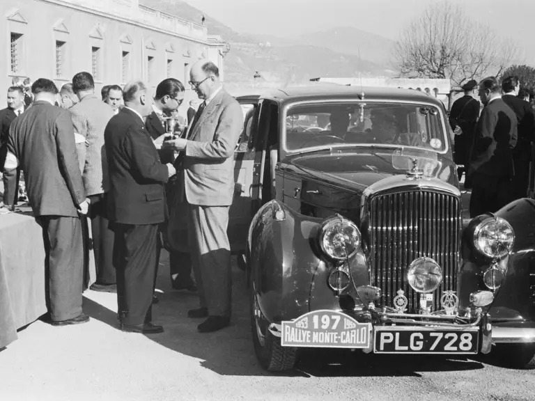 Mike Couper receiving the Cup for winning the ‘Concours de Comfort’ at the 1953 Monte Carlo Rally.