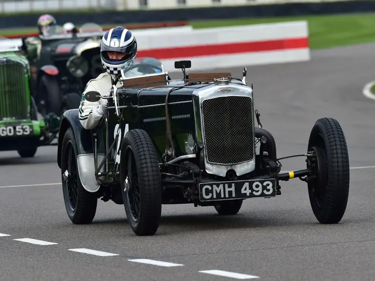 The Frazer Nash TT Replica is captured racing in the Earl Howe Trophy as part of the 78th Goodwood Members’ Meeting.
