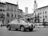 The Alfa Romeo is pictured parked in the Piazza della Signoria in Florence, Italy in 1957.