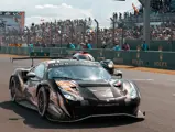 Chassis 3858 poses at the 2021 24 Hours of Le Mans Start-Finish line following a 3rd in Class finish in GTE AM.