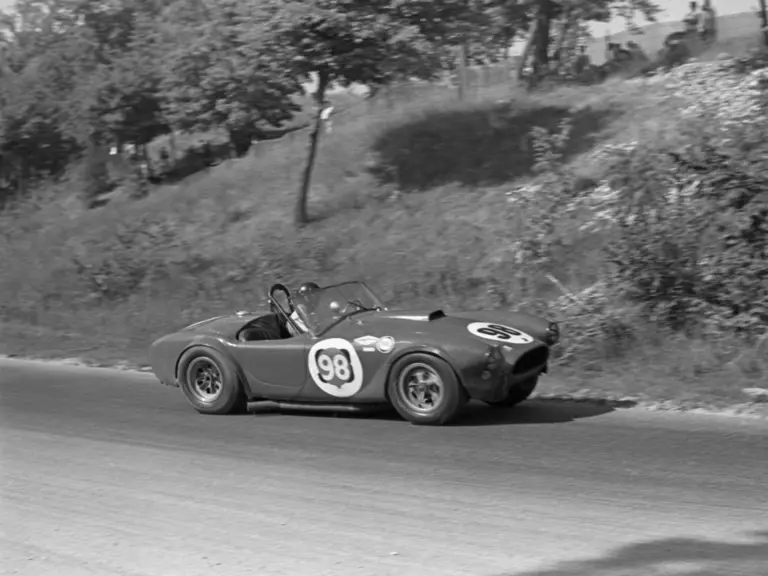 Driven by Ken Miles and Bob Holbert, CSX 2129, #98, finishes 1st in class, 2nd overall, in the Road America 500, Elkhart Lake, Wisconsin, September 1963.