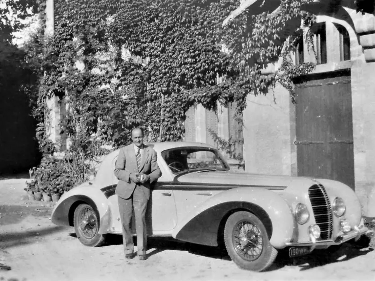 Louis Chiron pictured in front of his Delahaye 135MS, chassis 800390.