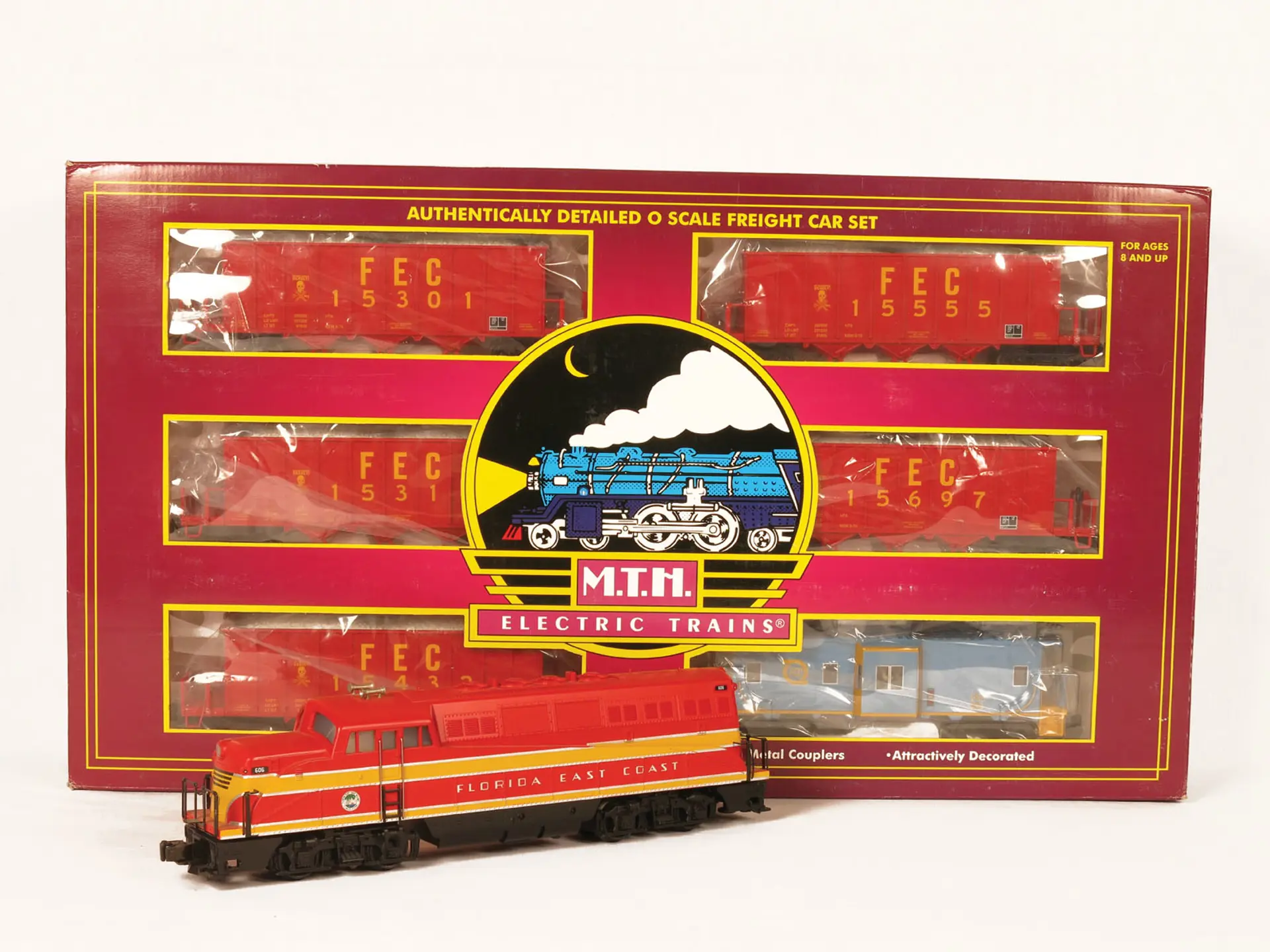 MTH O Gauge Florida East Coast EMD BL-2 Diesel No. 606 with Six Car ...