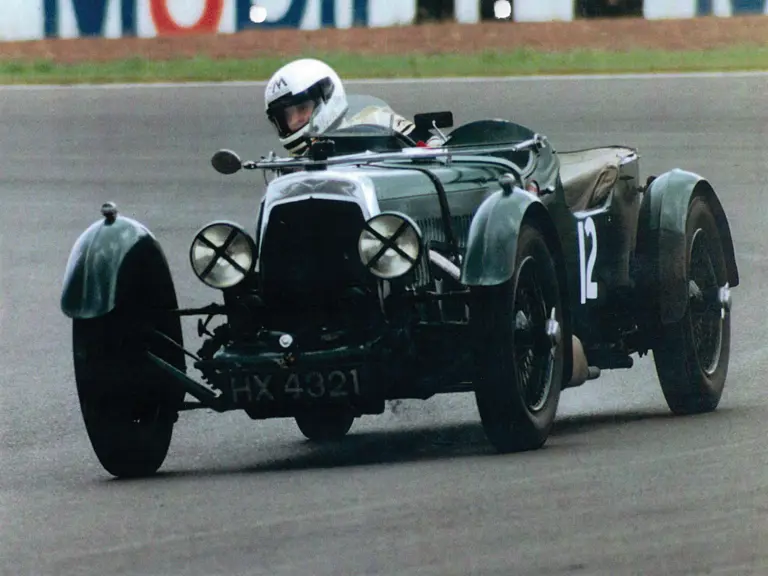 David Acon behind the wheel ofLM5 at Silverstone in the 1990’s